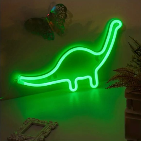 NEW Green Dinosaur Neon Sign LED Wall Decor Lamp USB or Batteries - Picture 1 of 2